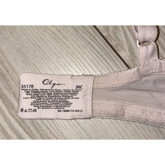 Olga 35178 Lavish Lift Bra Lightly Padded Underwire Lace Womens 36C Pink - Picture 6 of 6